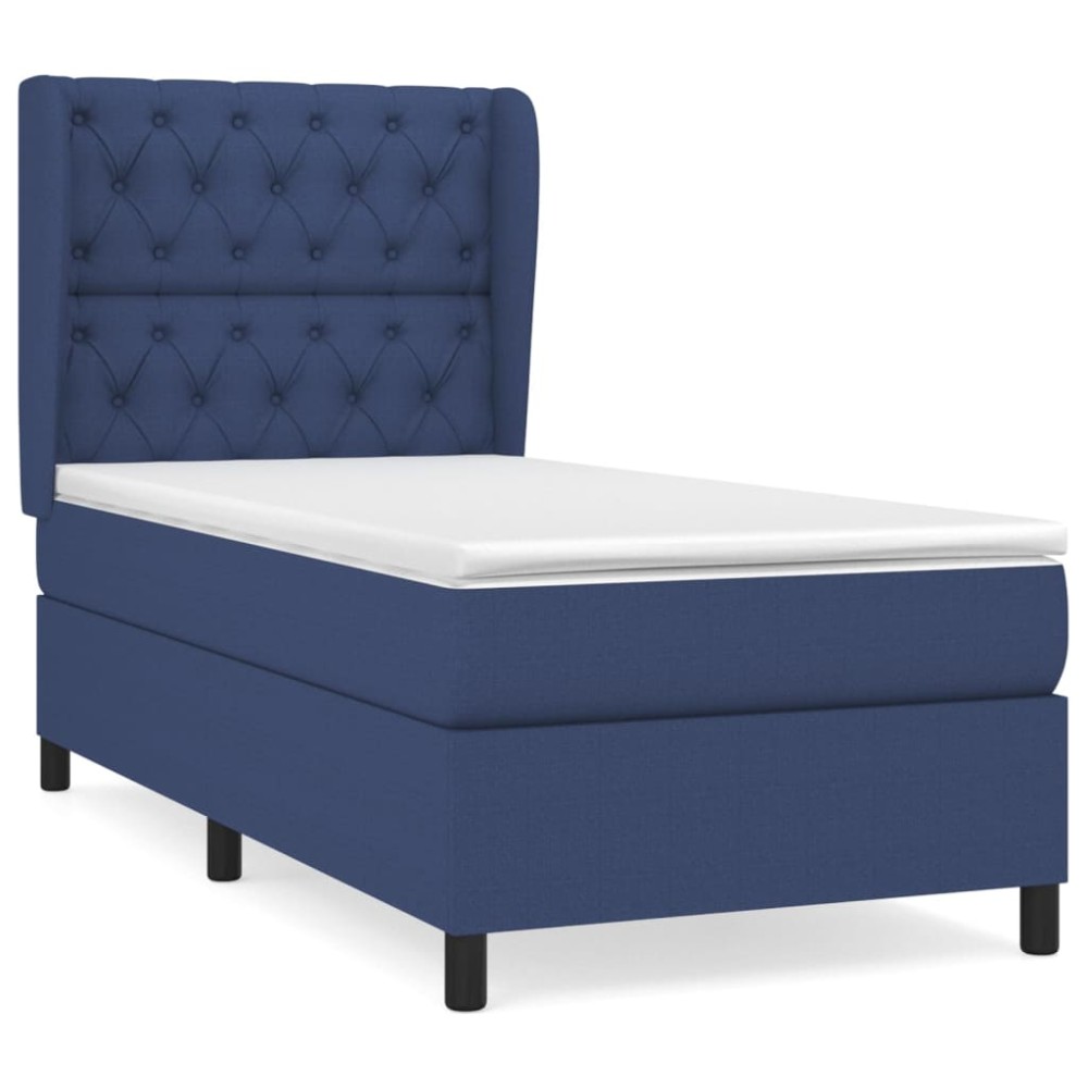 vidaXL Κρεβάτι Boxspring με Στρώμα Μπλε 80x200 εκ. Υφασμάτινο