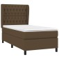 vidaXL Κρεβάτι Boxspring με Στρώμα Σκούρο Καφέ 90x190 εκ. Υφασμάτινο