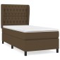 vidaXL Κρεβάτι Boxspring με Στρώμα Σκούρο Καφέ 100x200 εκ. Υφασμάτινο
