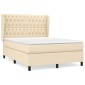 vidaXL Κρεβάτι Boxspring με Στρώμα Κρεμ 140x190 εκ. Υφασμάτινο