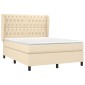 vidaXL Κρεβάτι Boxspring με Στρώμα Κρεμ 140x190 εκ. Υφασμάτινο