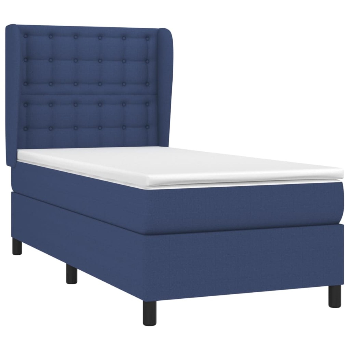 vidaXL Κρεβάτι Boxspring με Στρώμα Μπλε 90x190 εκ.Υφασμάτινο