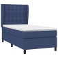 vidaXL Κρεβάτι Boxspring με Στρώμα Μπλε 90x190 εκ.Υφασμάτινο