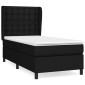 vidaXL Κρεβάτι Boxspring με Στρώμα Μαύρο 90x200 εκ. Υφασμάτινο