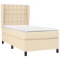 vidaXL Κρεβάτι Boxspring με Στρώμα Κρεμ 100 x 200 εκ. Υφασμάτινο