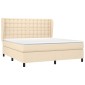 vidaXL Κρεβάτι Boxspring με Στρώμα Κρεμ 180x200 εκ. Υφασμάτινο