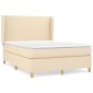 vidaXL Κρεβάτι Boxspring με Στρώμα Κρεμ 140x190 εκ. Υφασμάτινο