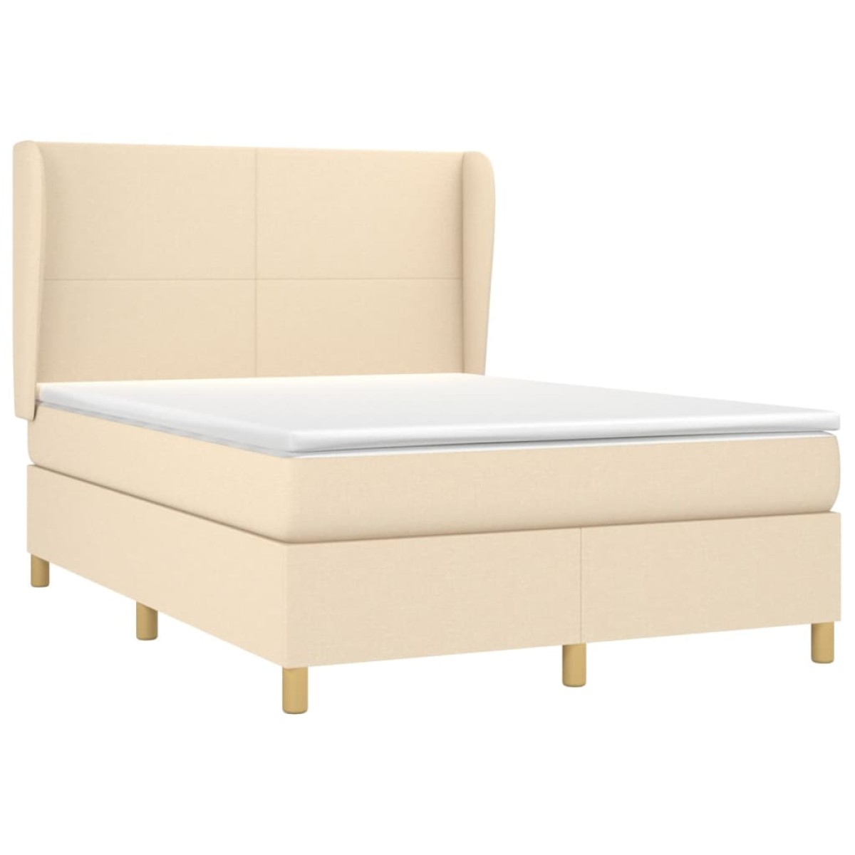 vidaXL Κρεβάτι Boxspring με Στρώμα Κρεμ 140x190 εκ. Υφασμάτινο