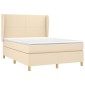 vidaXL Κρεβάτι Boxspring με Στρώμα Κρεμ 140x190 εκ. Υφασμάτινο