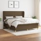 vidaXL Κρεβάτι Boxspring με Στρώμα Σκούρο Καφέ 160x200 εκ Υφασμάτινο