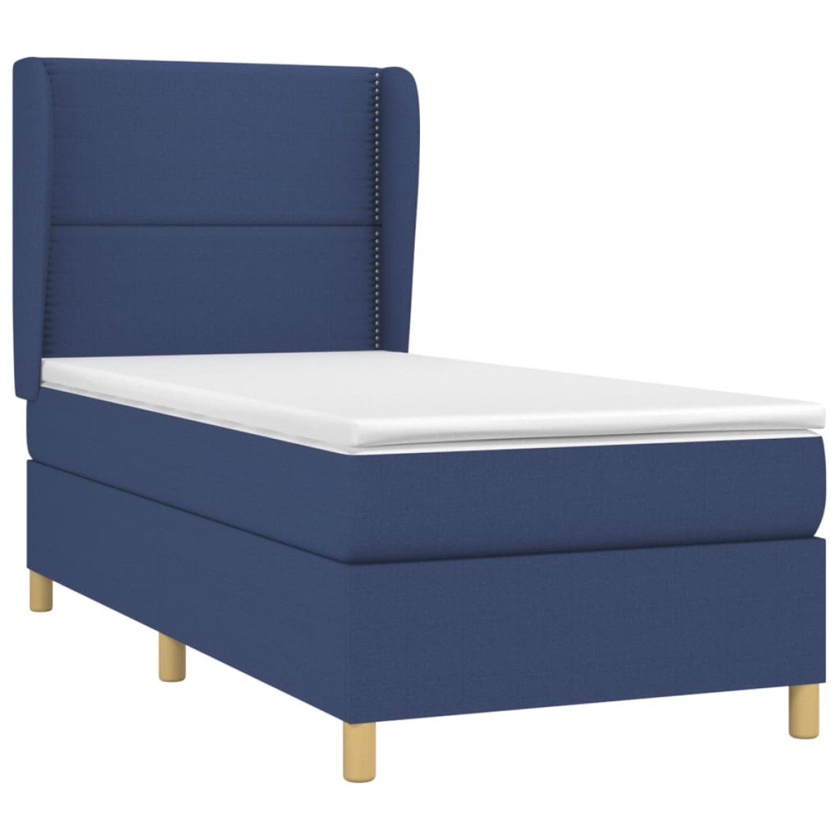 vidaXL Κρεβάτι Boxspring με Στρώμα Μπλε 90x190 εκ.Υφασμάτινο