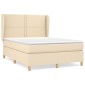vidaXL Κρεβάτι Boxspring με Στρώμα Κρεμ 140x200 εκ. Υφασμάτινο