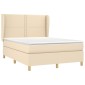 vidaXL Κρεβάτι Boxspring με Στρώμα Κρεμ 140x200 εκ. Υφασμάτινο