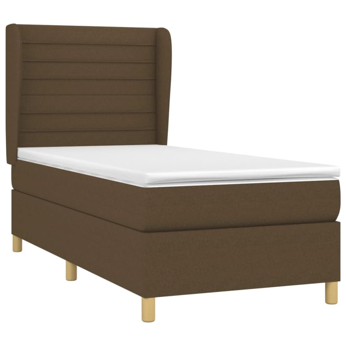 vidaXL Κρεβάτι Boxspring με Στρώμα Σκούρο Καφέ 90x190 εκ. Υφασμάτινο