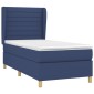 vidaXL Κρεβάτι Boxspring με Στρώμα Μπλε 90x200 εκ.Υφασμάτινο
