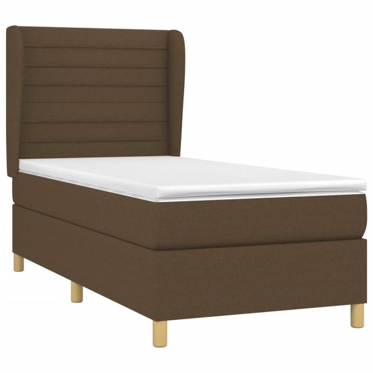 vidaXL Κρεβάτι Boxspring με Στρώμα Σκούρο Καφέ 100x200 εκ. Υφασμάτινο