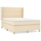 vidaXL Κρεβάτι Boxspring με Στρώμα Κρεμ 140x190 εκ. Υφασμάτινο