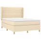 vidaXL Κρεβάτι Boxspring με Στρώμα Κρεμ 140x190 εκ. Υφασμάτινο