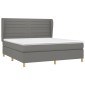 vidaXL Κρεβάτι Boxspring με Στρώμα Σκούρο Γκρι 180x200 εκ Υφασμάτιν