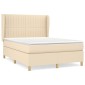 vidaXL Κρεβάτι Boxspring με Στρώμα Κρεμ 140x190 εκ. Υφασμάτινο