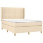 vidaXL Κρεβάτι Boxspring με Στρώμα Κρεμ 140x190 εκ. Υφασμάτινο