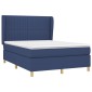 vidaXL Κρεβάτι Boxspring με Στρώμα Μπλε 140x190 εκ. Υφασμάτινο