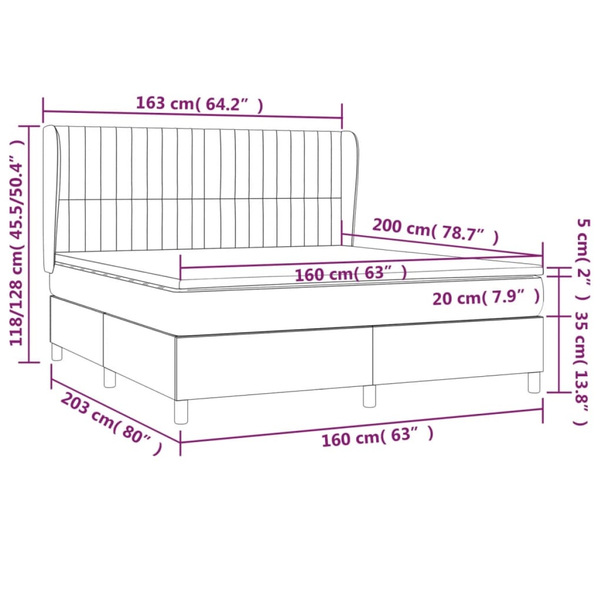 vidaXL Κρεβάτι Boxspring με Στρώμα Taupe 160x200 εκ. Υφασμάτινο