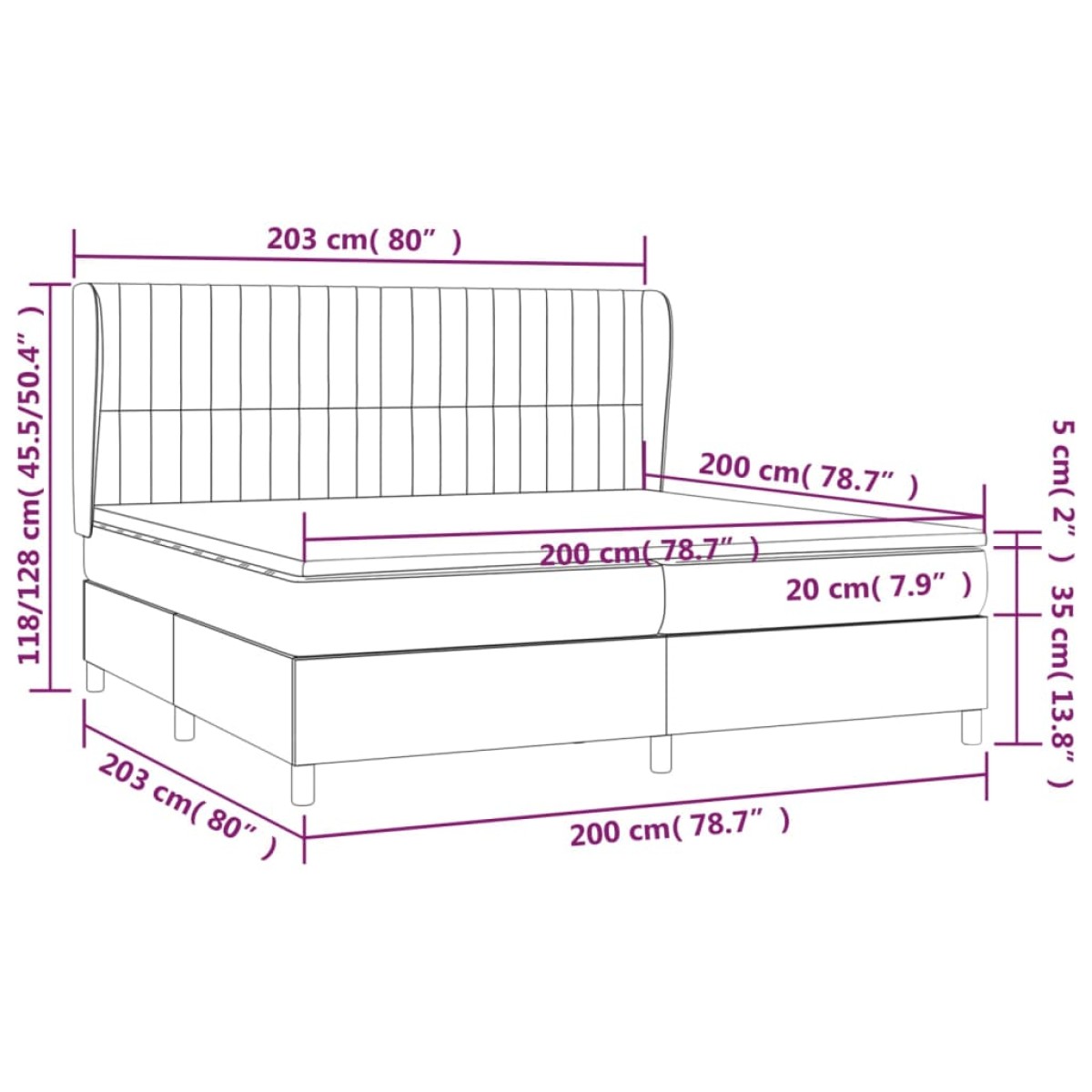 vidaXL Κρεβάτι Boxspring με Στρώμα Taupe 200x200 εκ. Υφασμάτινο