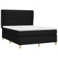 vidaXL Κρεβάτι Boxspring με Στρώμα Μαύρο 140x190 εκ. Υφασμάτινο