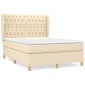 vidaXL Κρεβάτι Boxspring με Στρώμα Κρεμ 140x190 εκ. Υφασμάτινο