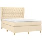 vidaXL Κρεβάτι Boxspring με Στρώμα Κρεμ 140x190 εκ. Υφασμάτινο