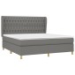 vidaXL Κρεβάτι Boxspring με Στρώμα Σκούρο Γκρι 180x200 εκ Υφασμάτιν
