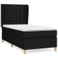 vidaXL Κρεβάτι Boxspring με Στρώμα Μαύρο 90x190 εκ.Υφασμάτινο