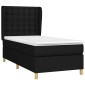 vidaXL Κρεβάτι Boxspring με Στρώμα Μαύρο 90x190 εκ.Υφασμάτινο