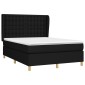 vidaXL Κρεβάτι Boxspring με Στρώμα Μαύρο 140x190 εκ. Υφασμάτινο