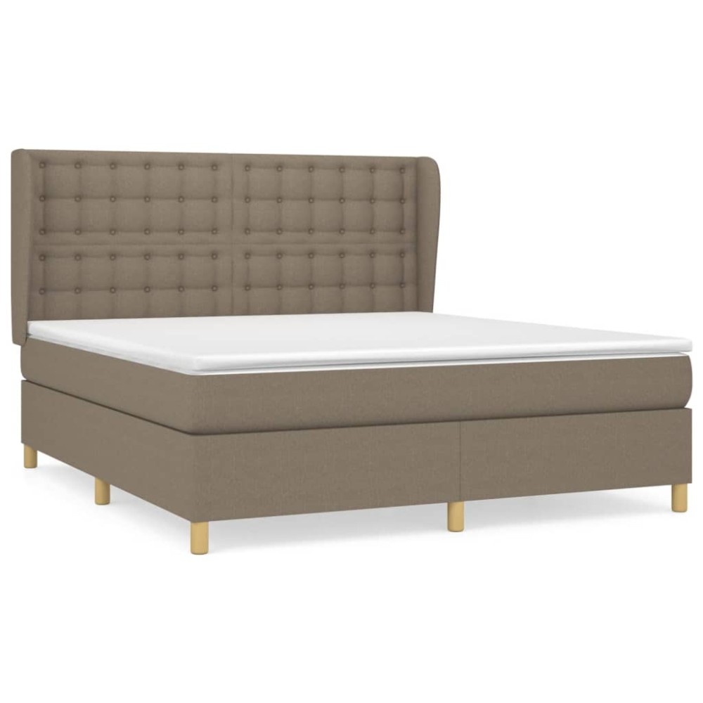 vidaXL Κρεβάτι Boxspring με Στρώμα Taupe 160x200 εκ. Υφασμάτινο