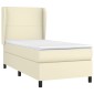 vidaXL Κρεβάτι Boxspring με Στρώμα Κρεμ 90x190 εκ. από Συνθετικό Δέρμα
