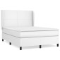 vidaXL Κρεβάτι Boxspring με Στρώμα Λευκό 140x190εκ.από Συνθετικό Δέρμα