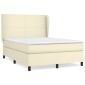 vidaXL Κρεβάτι Boxspring με Στρώμα Κρεμ 140x190εκ. από Συνθετικό Δέρμα