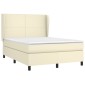 vidaXL Κρεβάτι Boxspring με Στρώμα Κρεμ 140x190εκ. από Συνθετικό Δέρμα