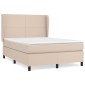 vidaXL Κρεβάτι Boxspring με Στρώμα Καπουτσίνο 140x190εκ.από Συνθ.Δέρμα