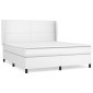 vidaXL Κρεβάτι Boxspring με Στρώμα Λευκό 180x200 εκ. Συνθετικό Δέρμα