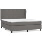 vidaXL Κρεβάτι Boxspring με Στρώμα Γκρι 180x200 εκ. Συνθετικό Δέρμα
