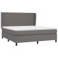 vidaXL Κρεβάτι Boxspring με Στρώμα Γκρι 180x200 εκ. Συνθετικό Δέρμα