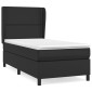 vidaXL Κρεβάτι Boxspring με Στρώμα Μαύρο 90x190εκ. από Συνθετικό Δέρμα
