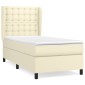 vidaXL Κρεβάτι Boxspring με Στρώμα Κρεμ 90x190 εκ. από Συνθετικό Δέρμα