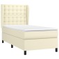 vidaXL Κρεβάτι Boxspring με Στρώμα Κρεμ 90x190 εκ. από Συνθετικό Δέρμα
