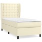 vidaXL Κρεβάτι Boxspring με Στρώμα Κρεμ 90x200 εκ. από Συνθετικό Δέρμα