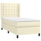 vidaXL Κρεβάτι Boxspring με Στρώμα Κρεμ 90x200 εκ. από Συνθετικό Δέρμα