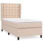 vidaXL Κρεβάτι Boxspring με Στρώμα Καπουτσίνο 90x200εκ.από Συνθ. Δέρμα